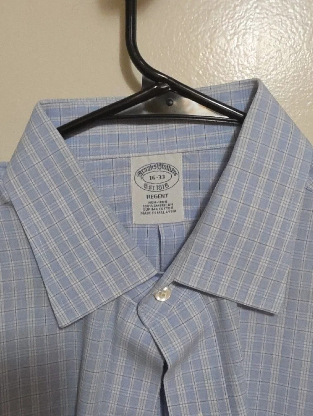 Brooks Brothers Regent Light Blue Checked Dress Shirt 16-33 - Picture 2 of 5